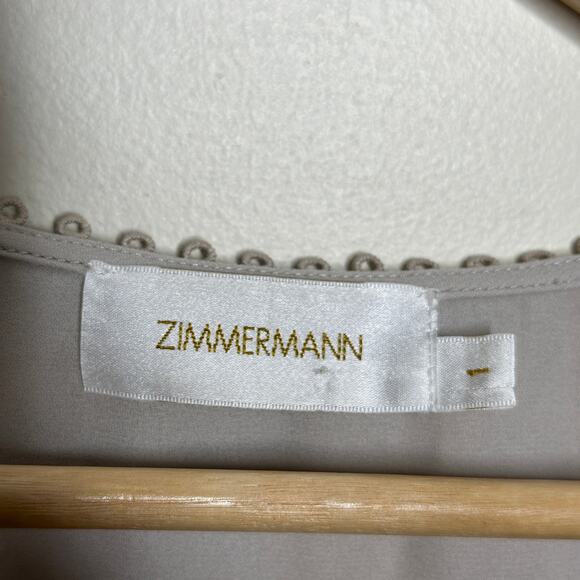 ZIMMERMANN Iris Floral Silk Blouse Pastel Blush Taupe Neutral Sz 1 / S {HH15} - Picture 7 of 11